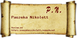 Paszeka Nikolett névjegykártya
